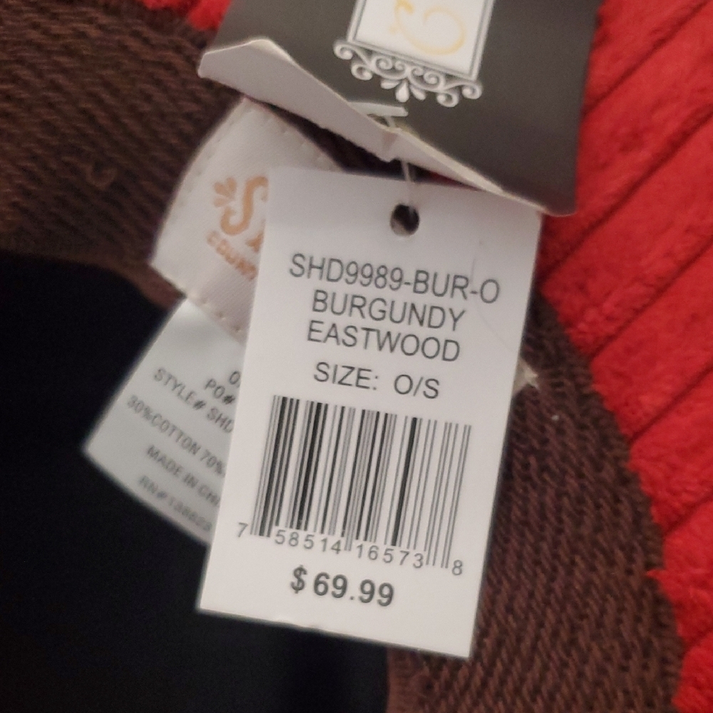 Shyanne Eastwood Red Corduroy Cowboy Hat - Women's Ribbed Fashion Hat - Picture 7 of 10